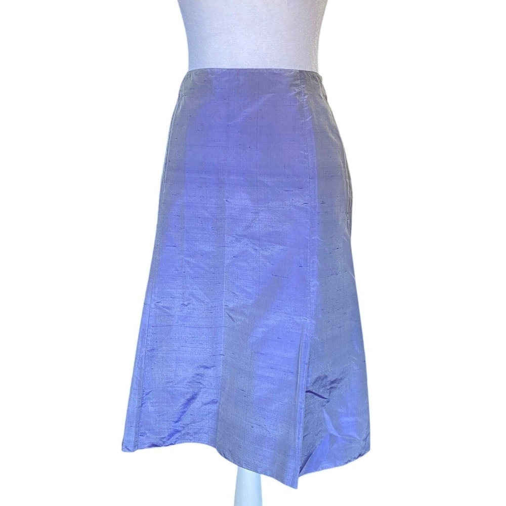 Armani Collezioni Raw Silk Purple Midi Skirt Italy 10‎ Vintage Y2K Work Designer